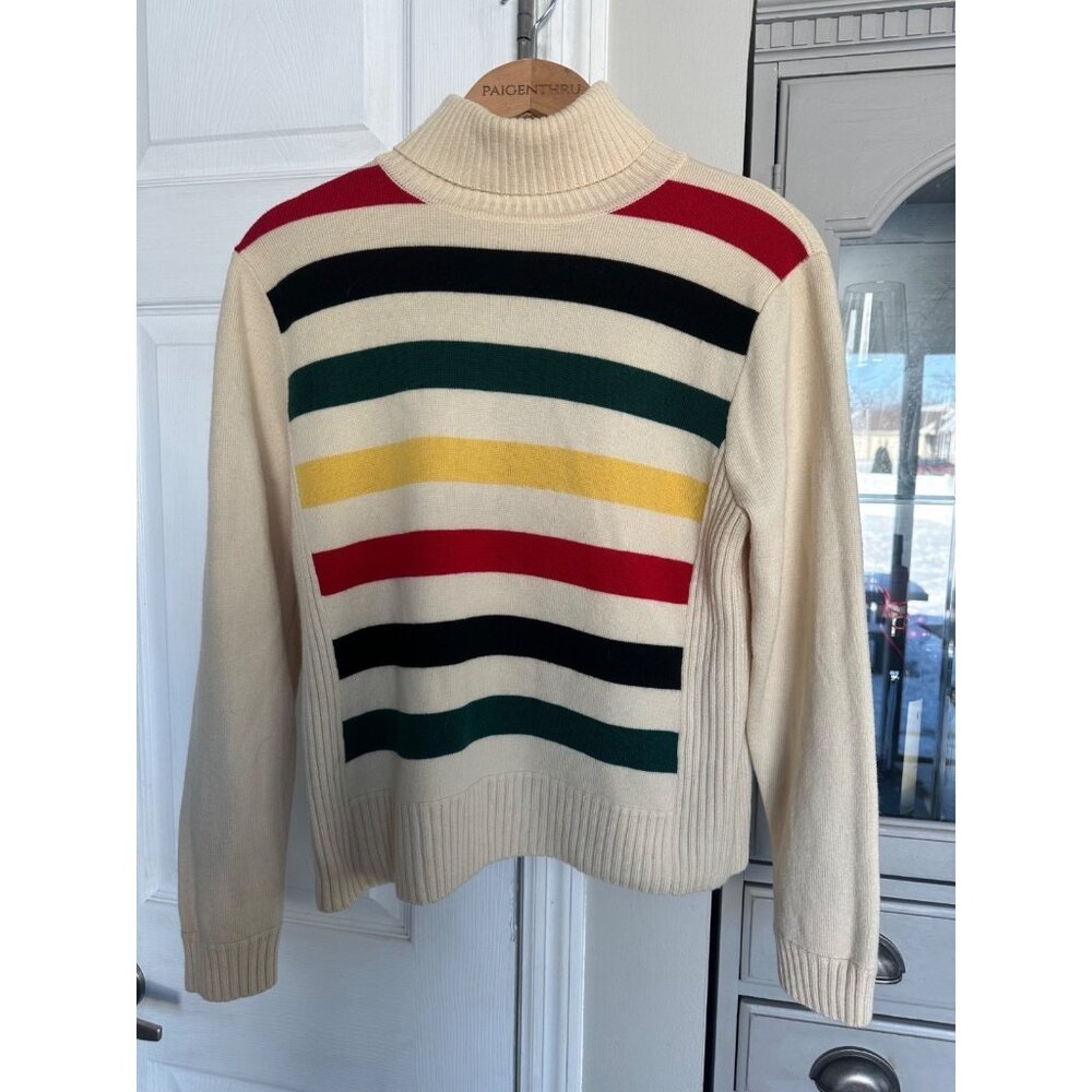 VTG Signature Pendleton LG Glacier Park Turtleneck Merino Wool Sunset Stripe